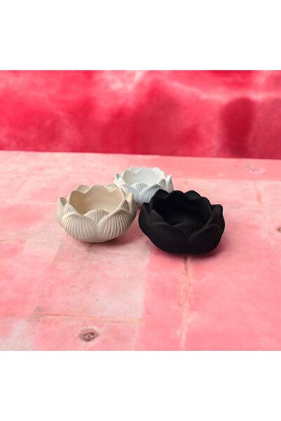 lambader 3'lü Lotus Çiçeği Dekoratif Mumluk Set Dekoratif Obje & Biblo Şık Ve...