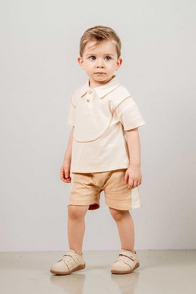 bombe Baby Kids Cream Cotton Comfortable 2-Piece Set Trend Fashion Bottom Top Set