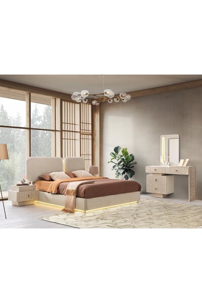 AYDINEV KAPADOKYA MDF BAZALI LEDLİ YATAK ODASI TAKIMI