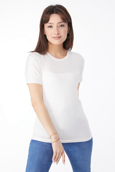TOFİSA Short Sleeve Unprinted T-Shirt Cream - 24764