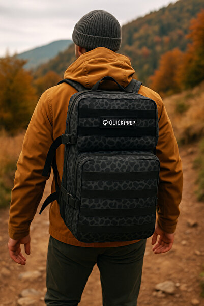 QUİCKPREP 45L Чорний камуфляжний рюкзак для активного відпочинку – водонепроникний та міцний | QUICKPREP