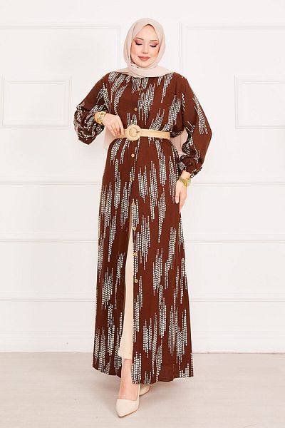 EBRUTESETTÜR Buttoned Viscose Hijab Dress