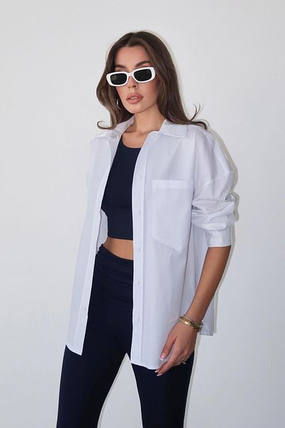 SHERIN White 100% Cotton Oversize Shirt