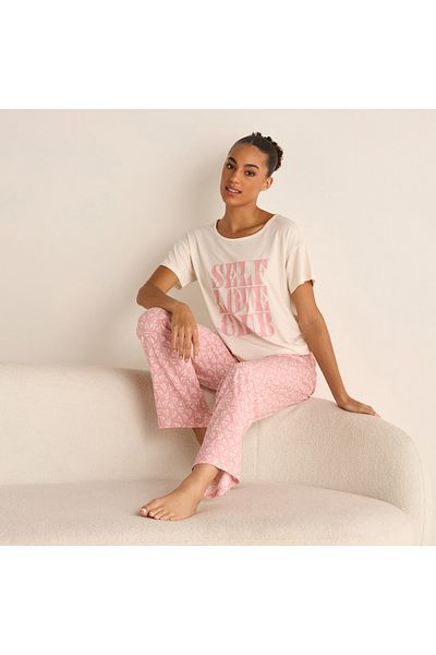 FAV Typographic Print T-shirt and Pyjama Set