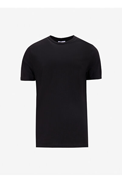 LİMON COMPANY Limon Bisiklet Yaka Düz Siyah Erkek T-Shirt MML5SM-TST 9544