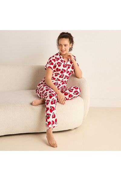 FAV All-Over Mickey and Minnie Print Shirt and Pyjama Set