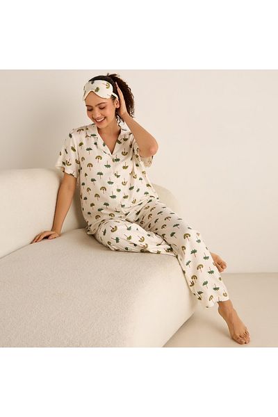 FAV Floral Print Short Sleeves Shirt and Pyjama Set