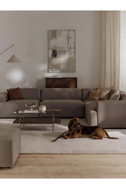 S Home Design Concept Molly 4 Modül Köşe Koltuk, Sağ Köşe, Vizon, Keten 210x285 cm