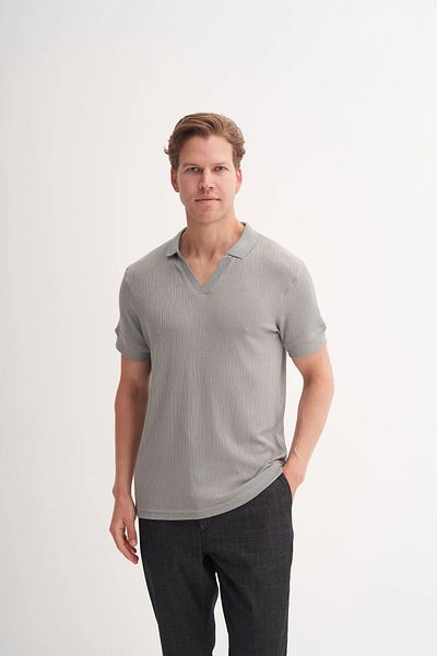 Cazador Πλεκτό ζακάρ μπλουζάκι Polo Neck Regular Fit 4079