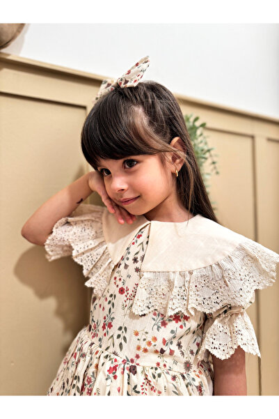 Blippi Güpür Detaylı Bebe Yaka Elbise Toka Hediyeli