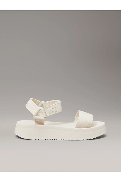 Calvin Klein Women's Beige Canvas Platform Sandals