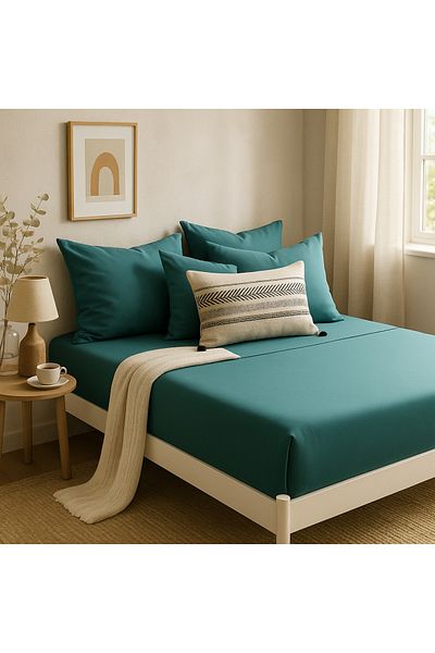 Prime Sleeks 100% Cotton Double Fitted Sheet Set – 160X200 cm Sheet - 2 Pillowcases