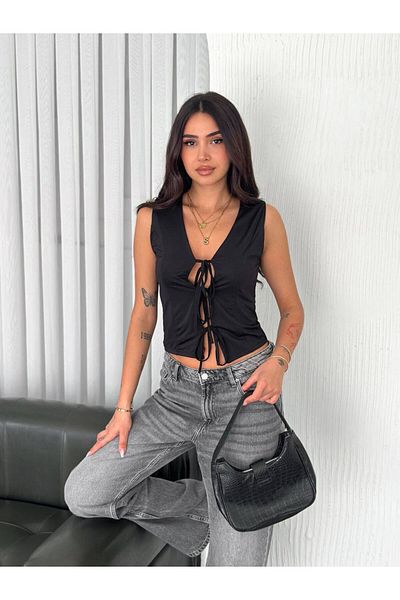 Noa Noa Μπλούζα Crop από Micro ύφασμα με δεμένο μοτίβο μπροστά