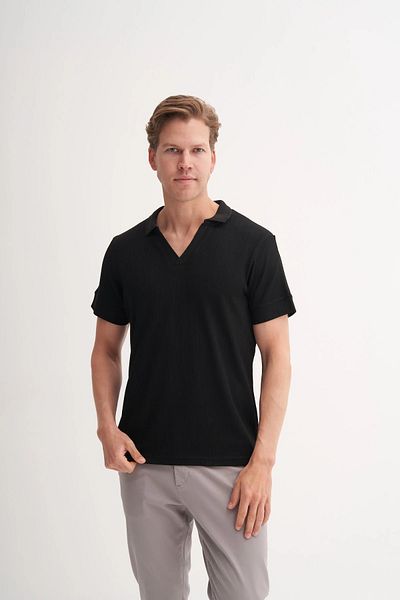 Cazador Πλεκτό ζακάρ μπλουζάκι Polo Neck Regular Fit 4079