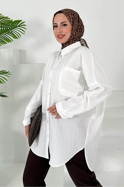 TOFİSA Single Pocket Tunic White - 27018