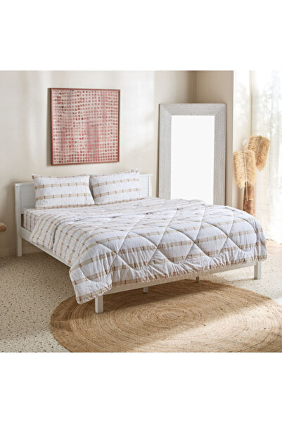 Home Box Malta Lattice 3-Piece Printed Cotton King Comforter Set 220x240 cm