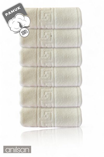 Anılsan Σετ 6 πετσετών χεριών Greek Cream - 50x90 cm, 225 gr, 100% βαμβάκι, πετσέτες σπα και ξενοδοχείου, κατάλληλες για καθημερινή χρήση