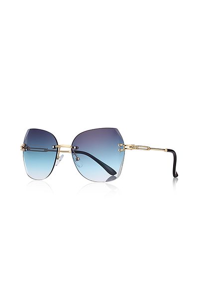Kinary Women's Crystal Model Multicolor Metal Sunglasses Brown No:2