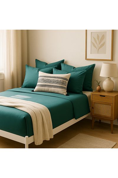 Prime Sleeks 100% Cotton Double Fitted Sheet Set – 160X200 cm Sheet - 2 Pillowcases