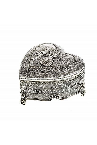 PUFO Cutie metalică cu antimoniu în formă de inimă pentru depozitarea și organizarea bijuteriilor și accesoriilor, model în formă de inimă