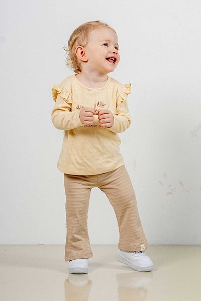 bombe Baby Kids Natural Cotton Embroidered 2-Piece Set Trend Fashion Bottom Top Set
