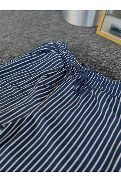 Altamira Pantaloni scurți pentru bărbați Indigo Striped Waffle Patch