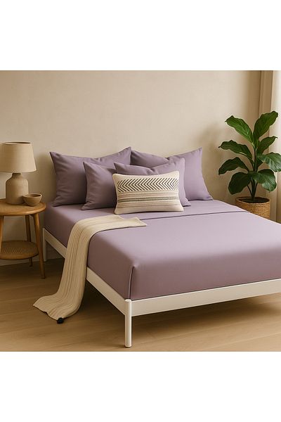 Prime Sleeks 100% Cotton Double Fitted Sheet Set – 160X200 cm Sheet - 2 Pillowcases