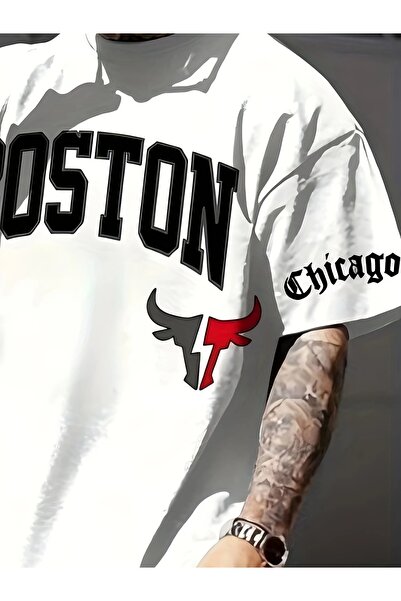 AZIZI TEKSTIL Boston 3D Digital Printed T-Shirt for Men - Casual & Sports, La...