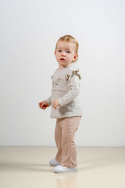 bombe Girl Boy Gray Baby Kids Natural Cotton Embroidered 2-Piece Set Trend Fashion Bottom Top Set