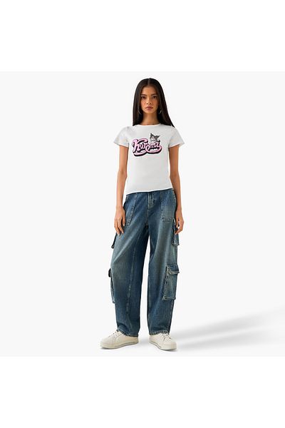 SP Characters Kuromi Print T-shirt with Round Neck