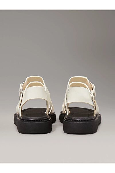 Calvin Klein Kadın Siyah-beyaz Deri Balıkçı Sandalet