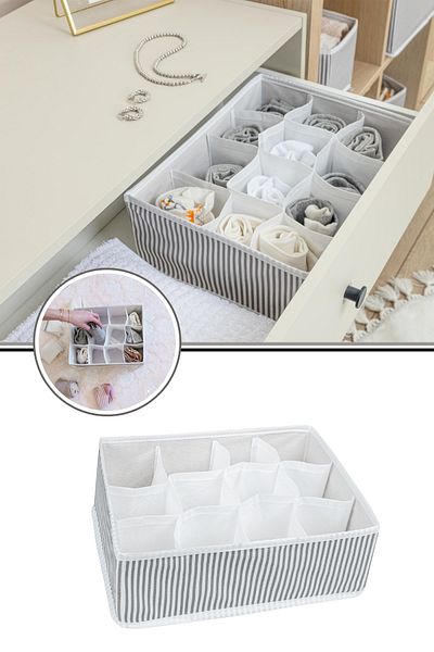 Flosoft Organizer συρταριού 12 τμημάτων από 12, Κουτί οργάνωσης κοσμημάτων πολλαπλών χρήσεων για κάλτσες γραβάτα κασκόλ
