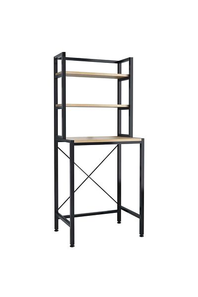 Quasar & Co. Universal Storage Shelf, above the Washing Machine, 3 Shelves, metal/wood, 65x60x182cm, black