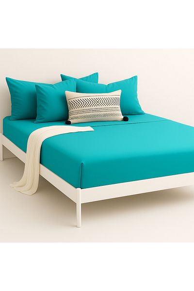 Prime Sleeks 100% Cotton Double Fitted Sheet Set – 160X200 cm Sheet - 2 Pillowcases