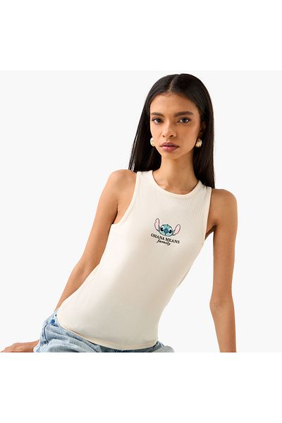 SP Characters Stitch Print Ribbed Tank Top