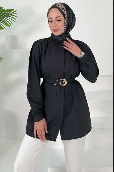 TOFİSA Belted Tunic Black - 27002