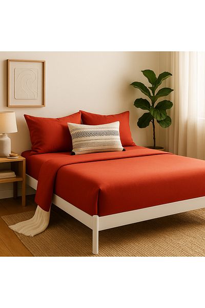 Prime Sleeks طقم ملاءات مزدوجة مطاطية 100% قطن - ملاءة سرير 160x200 سم - 2 كيس وسادة