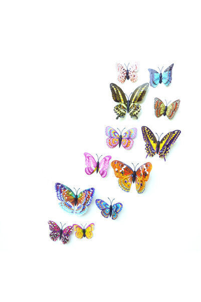 Jewval Karanlıkta Gece Parlayan Fosforlu 3d Kelebek Sticker Mıknatıslı Duvar ...