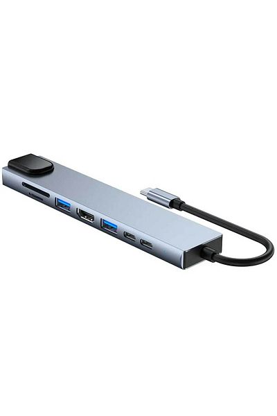 CLASSLIGHTS Hub Adapter Multiport 8 in 1, ElectroAZ, USB-C to HDMI 4K / LAN RJ45 Ethernet / Type C Port