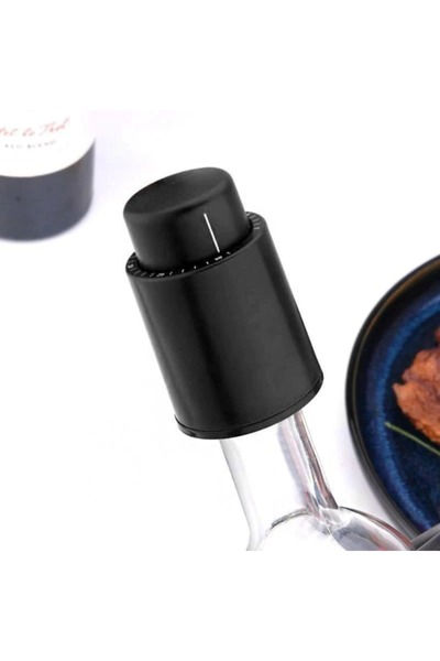 Jewval Şarap Tapası Tıpası Şarap Mantarı Şişe Kapak Vakumlu Mantar Şarap Saklama Kapağı Şişe Mantarı Siyah