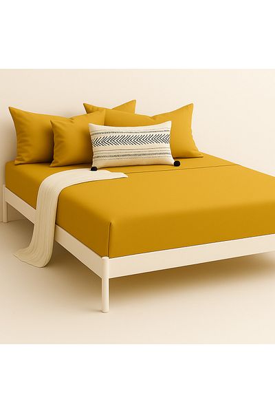 Prime Sleeks 100% Cotton Double Fitted Sheet Set – 160X200 cm Sheet - 2 Pillowcases