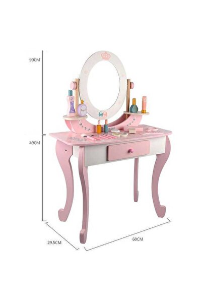 Generic Girls' Dressing Table Set With Mirror, Chair And Accessories