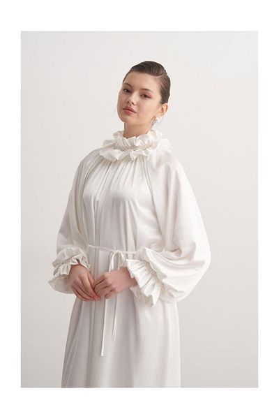 FUSHYA Ruffled Stone Embroidered Evening Dress