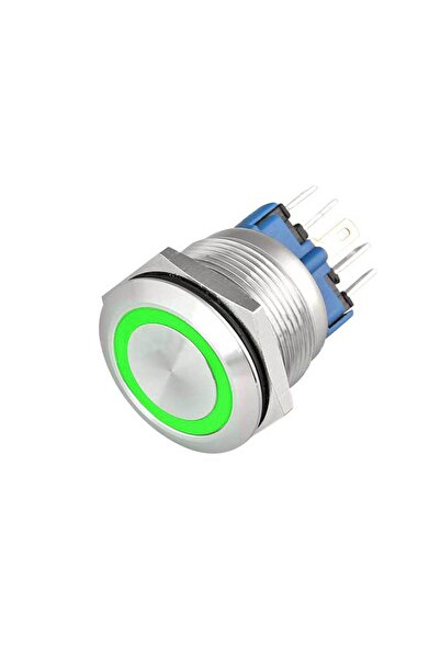 CLASSLIGHTS Push Button 22mm with Return, 12-24V, Green Led, Plug included, ElectroAZ
