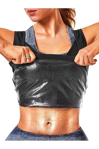 Pikas Women's Thermal Sauna Tank Top Help You Slim down Your Fat Burning Color Black (Ex-04)