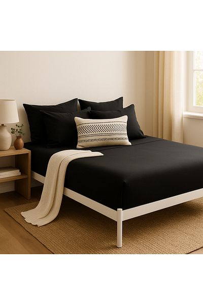 Prime Sleeks 100% Cotton Double Fitted Sheet Set – 160X200 cm Sheet - 2 Pillowcases
