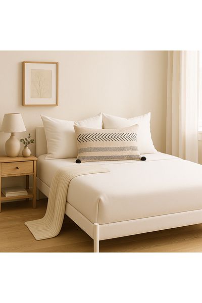 Prime Sleeks 100% Cotton Double Fitted Sheet Set – 160X200 cm Sheet - 2 Pillowcases