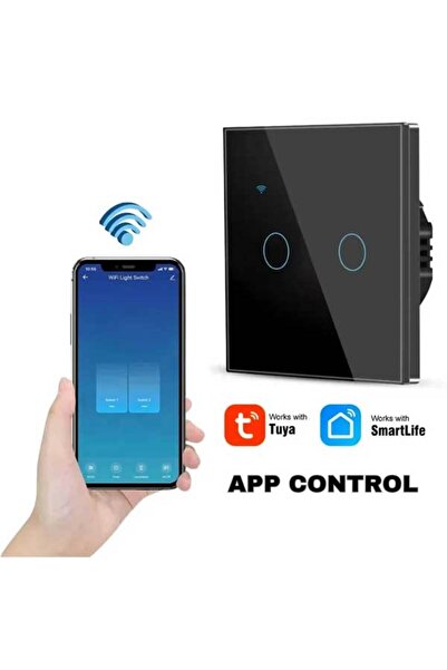 CLASSLIGHTS Έξυπνος διακόπτης διπλής αφής Μαύρο, WiFi, Classlights, 10A, Φωνητικός έλεγχος, Smart Life / Tuya, LED