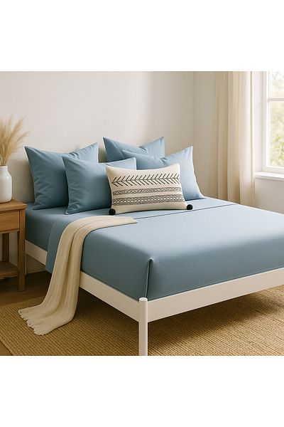 Prime Sleeks 100% Cotton Double Fitted Sheet Set – 160X200 cm Sheet - 2 Pillowcases