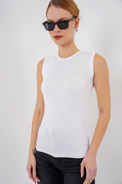 Bigdart Women's Sleeveless Bodysuit 4347 - White